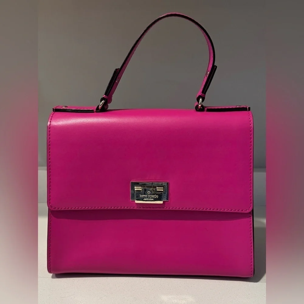 Kate Spade Doris Fuchsia Pink Satchel/Crossbody With Latch Closure Detail
